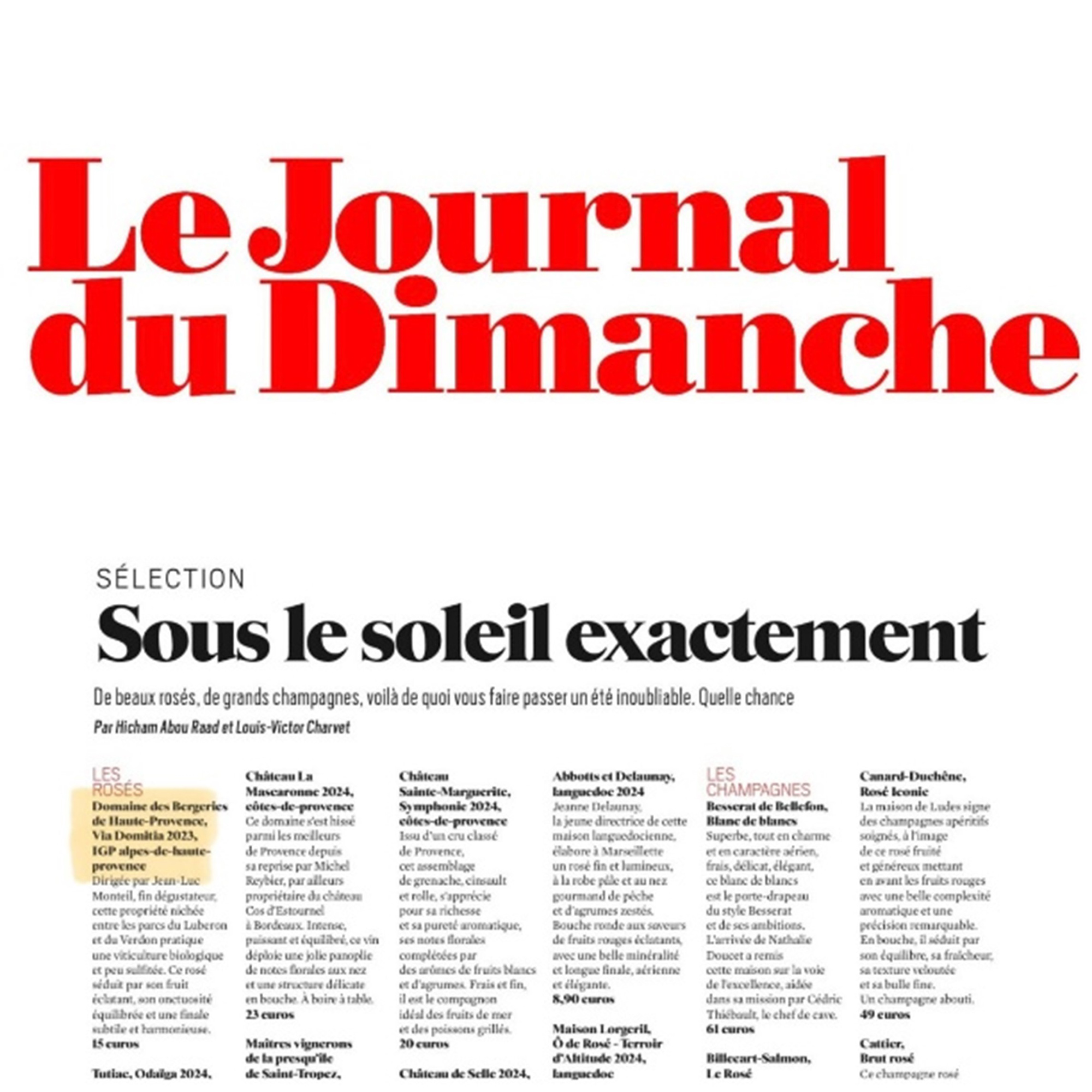 article journal du dimanche